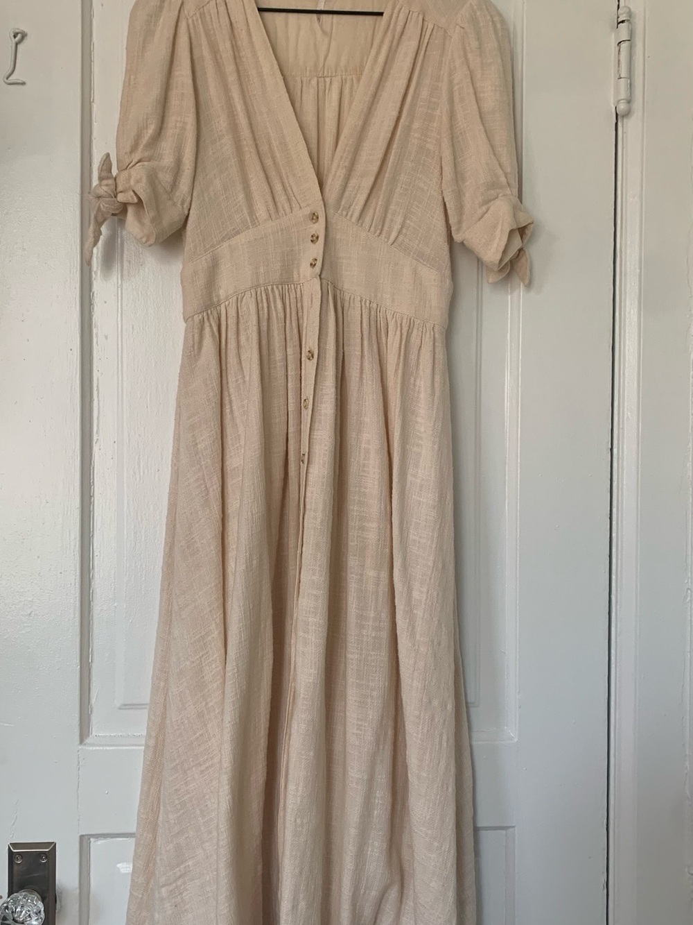Free People Cream Button-Front Maxi Dress